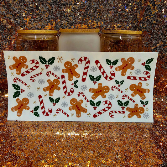 Gingerbread Mistletoe and Candy Canes 16oz UV Wrap