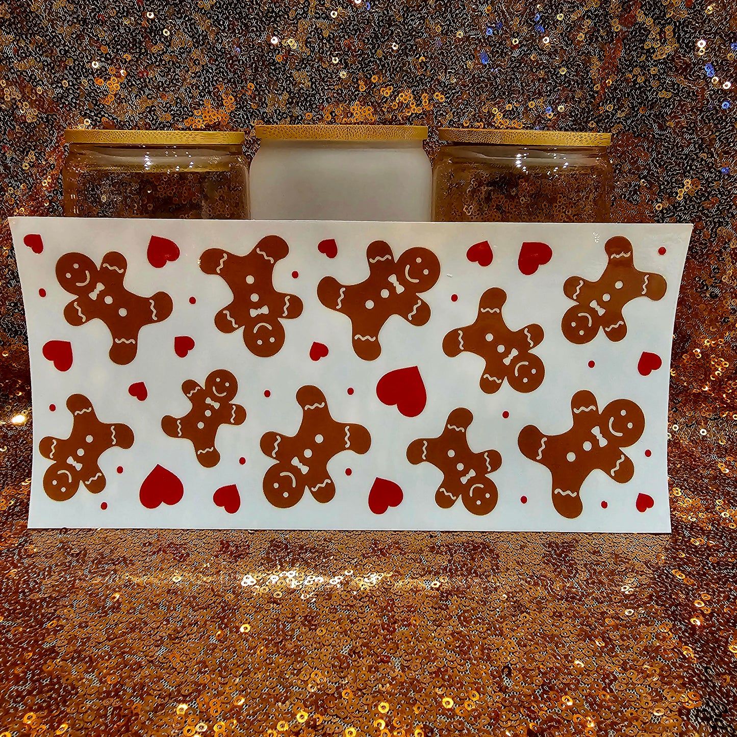 Gingerbread and Hearts 16oz UV Wrap