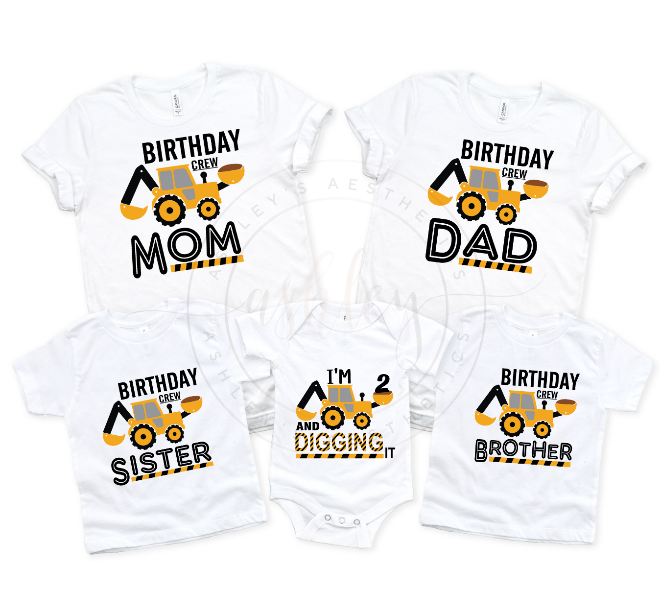 Construction Crew 2nd Birthday Matching Tees