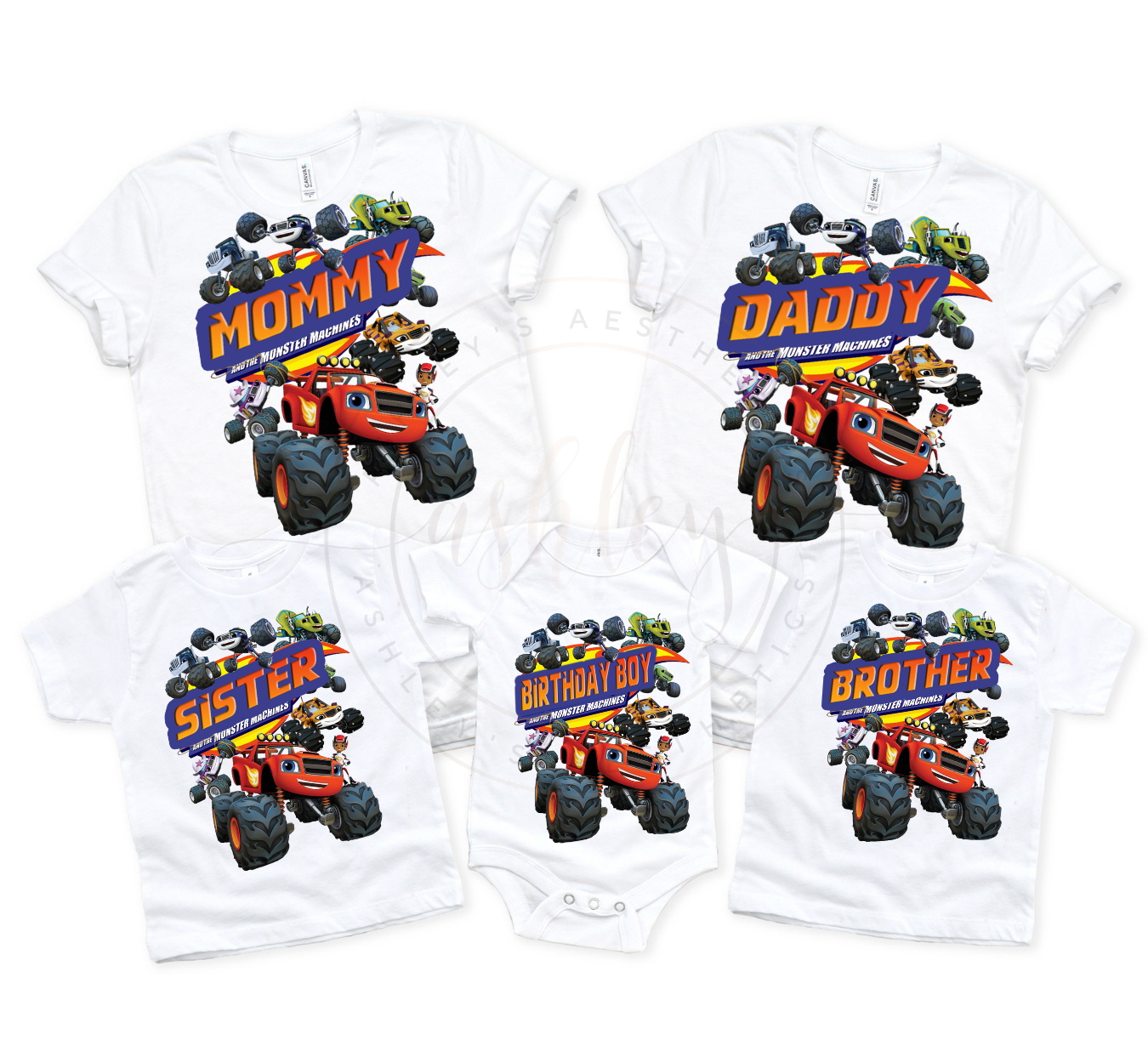 Monster Trucks Birthday Matching Tees