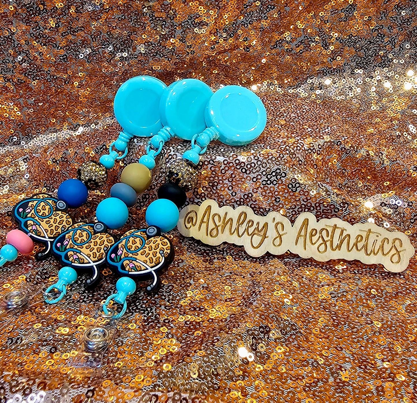 Stethoscope Cheetah Heart Badge Reel