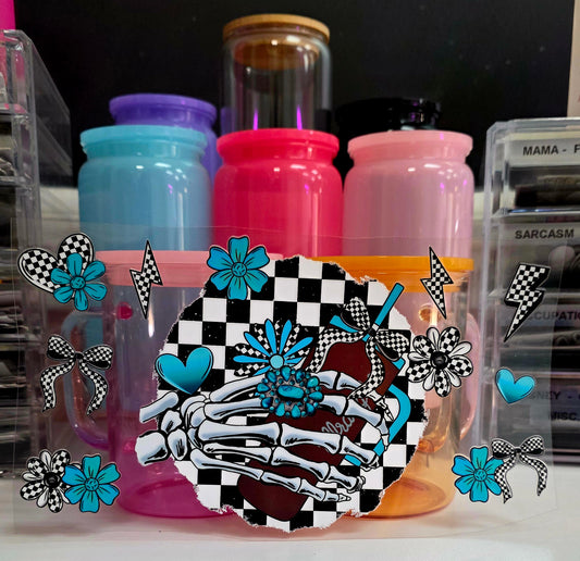 Turquoise Western Skull Hand UV Wrap