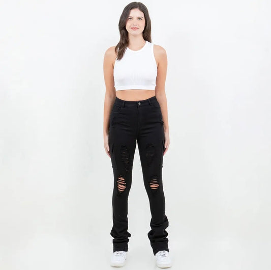 Plus Size Distressed Cargo Pants