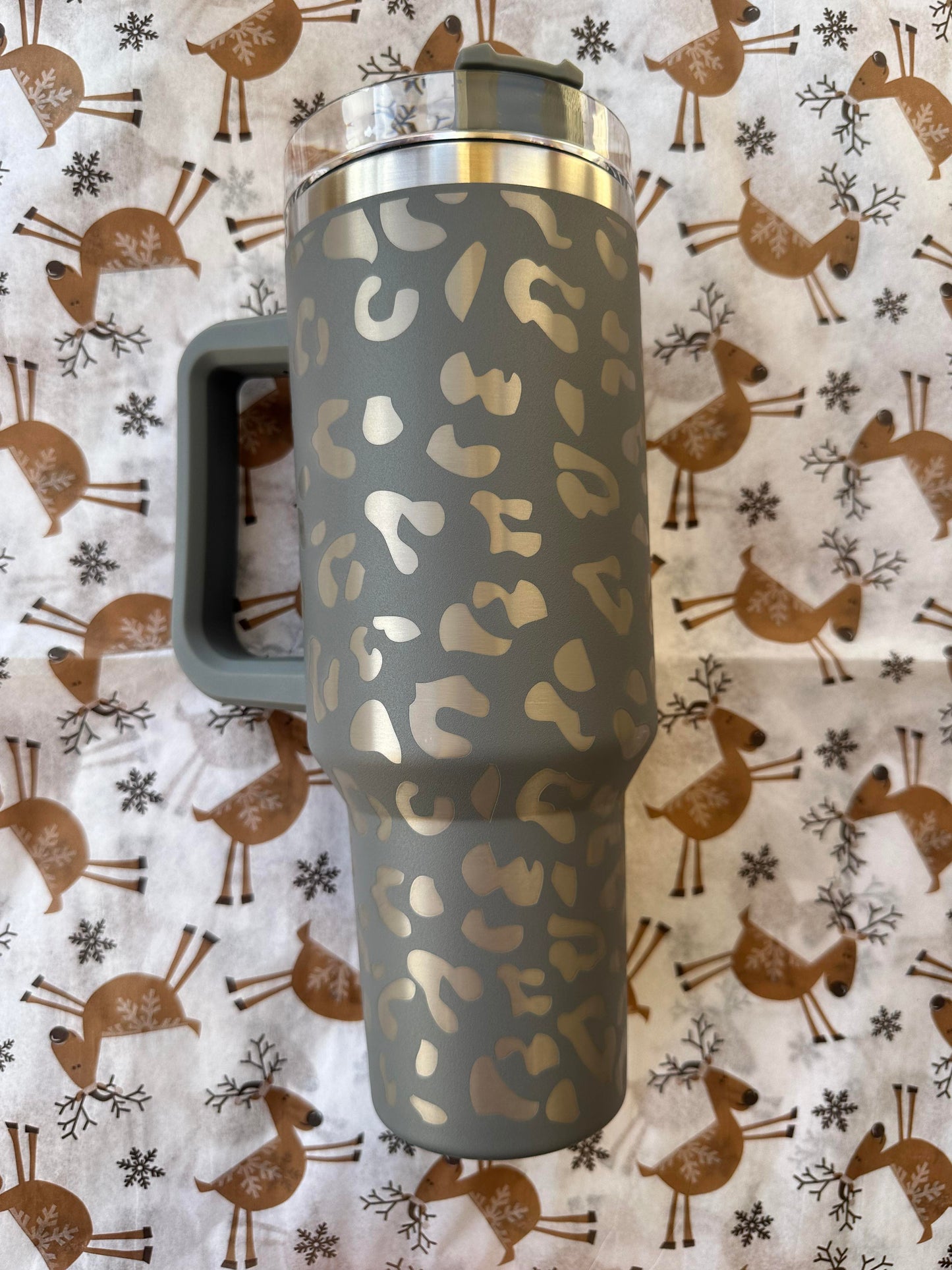 40oz Matte Cheetah Printed Tumbler with Handle