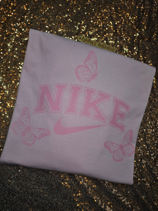 Swoosh Baby Pink Butterflies Long Sleeve