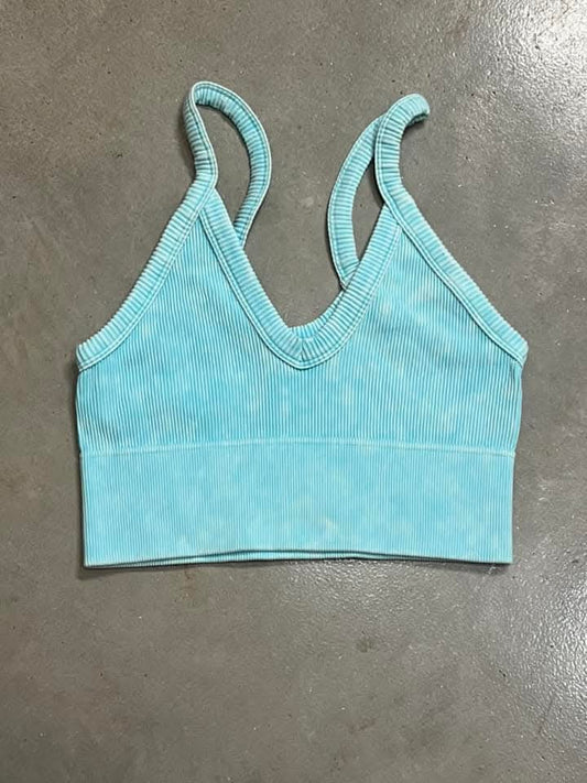 Turquoise Mineral Wash V-Neck Cami