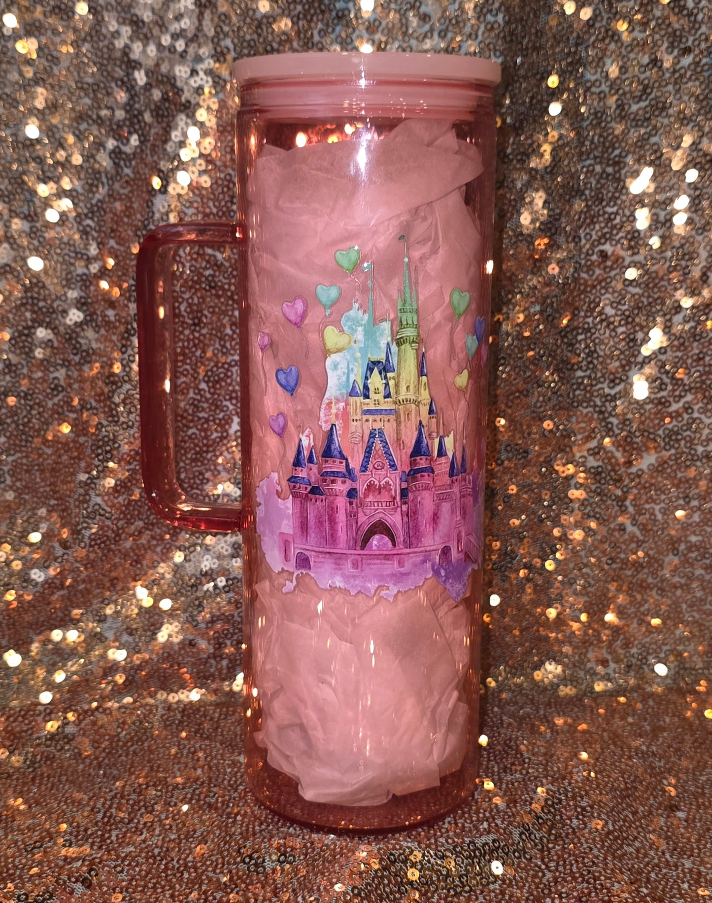 Magical Castle 20oz Tall Pink Glass Mug