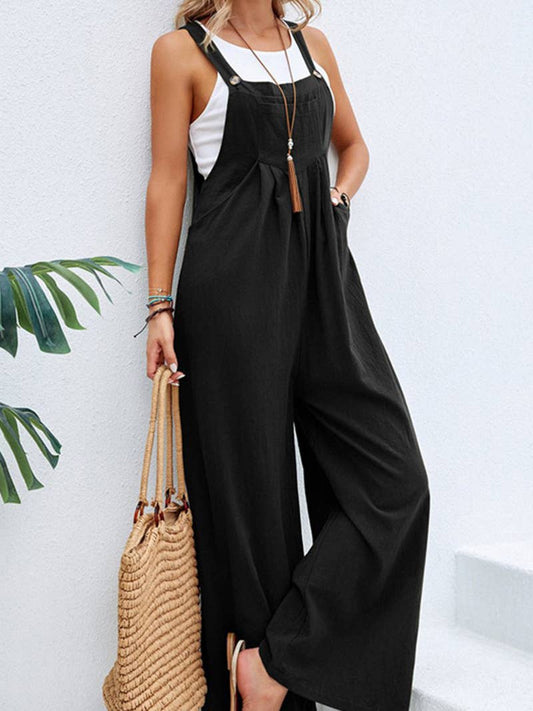 Black Wide Leg Overalls