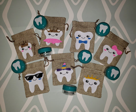 Tooth Fairy Burlap Bag with Tooth Storage Jar