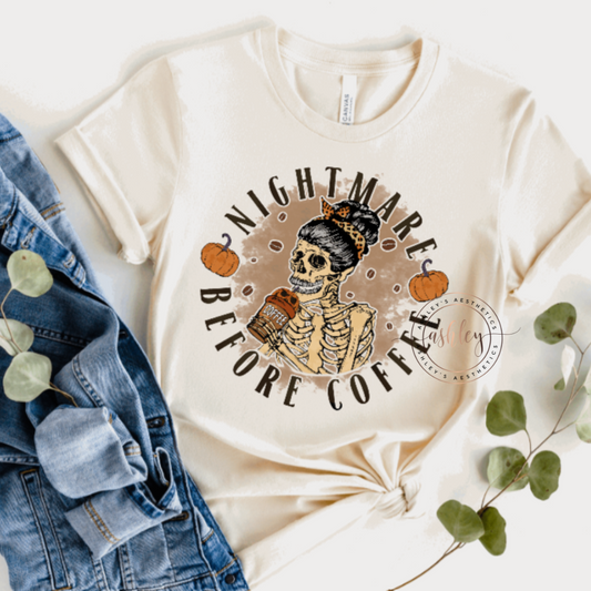 Nightmare Before Coffee Messy Bun Skull