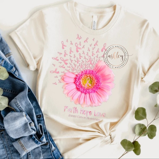 Faith Hope Love Breast Cancer Awareness Sunflower